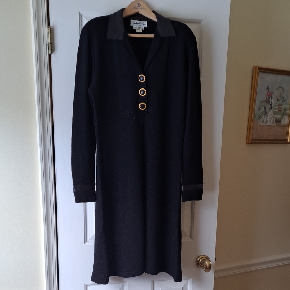 Black Dress with Gold Button Detail